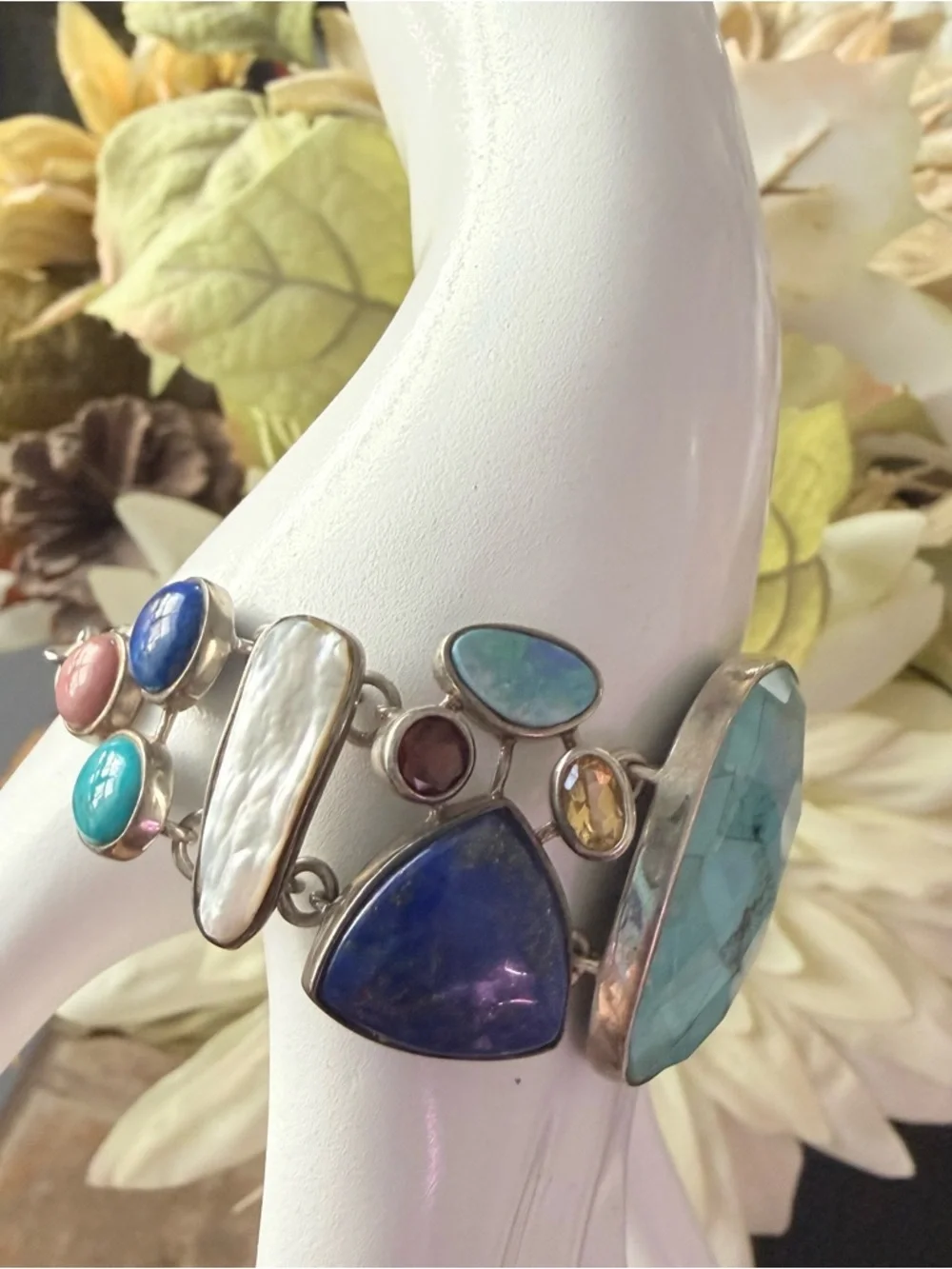 Whitney Kelly 925 Sterling Silver & Stones Toggle Bracelet
